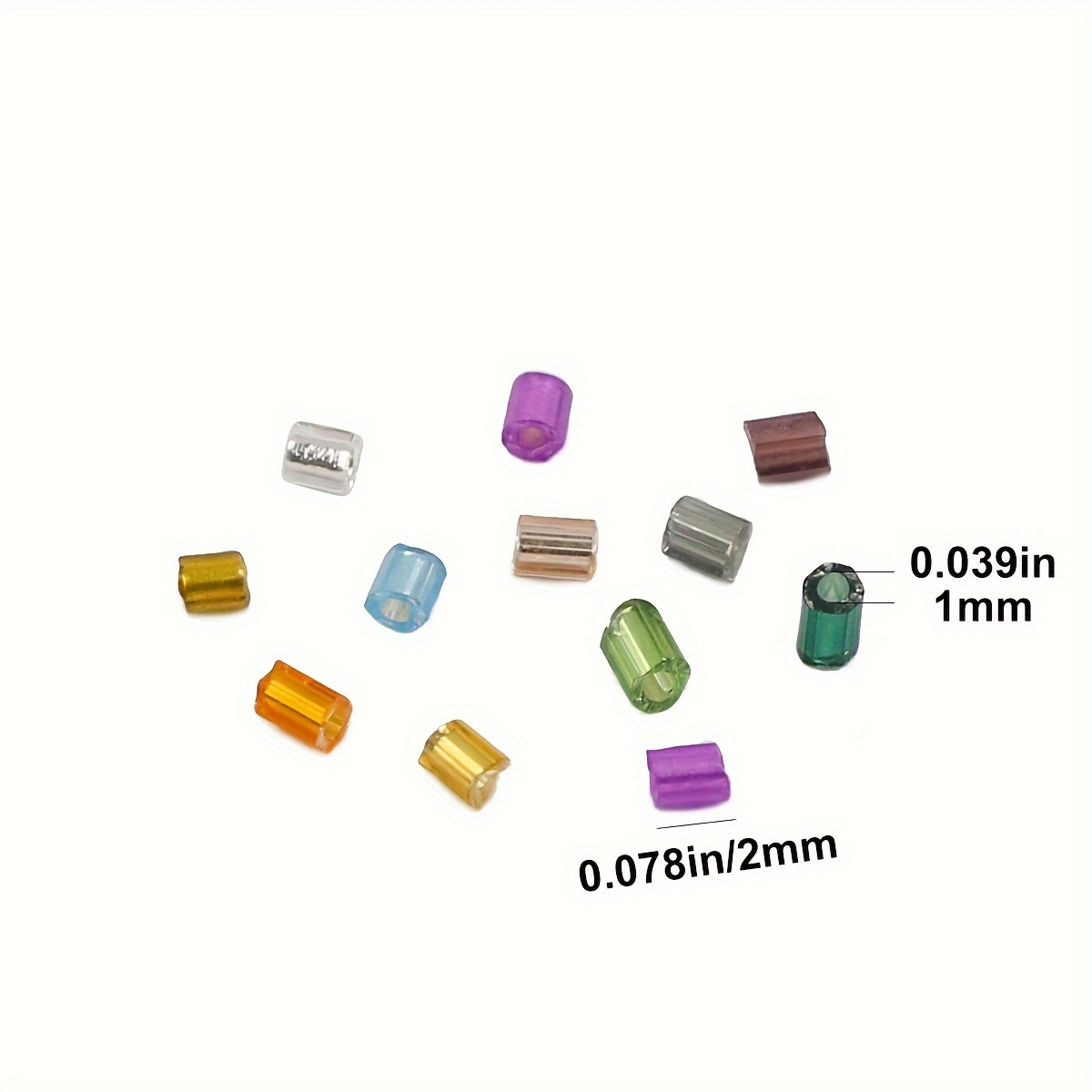 800pcs 2mm Multicolor Glass Tube Beads for DIY Jewelry Making